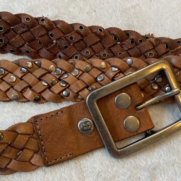Buckle brand Brown studded Leather Braided Belt Sz S - Picture 6 of 6